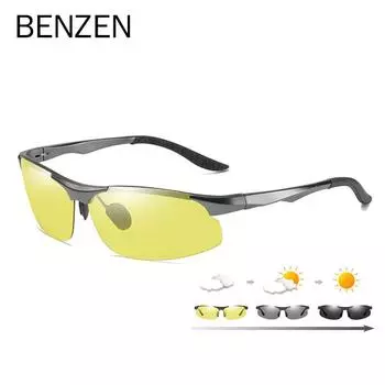 Фотохромные поляризационные солнцезащитные очки BENZEN, мужские алюминиево-магниевые очки для вождения, мужские дневные очки ночного видения для водителя 9518 чёрный