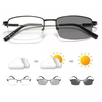 Фотохромные прогрессивные многофокусные очки для чтения с переходом от синего света Мультифокальные компьютерные солнцезащитные очки для чтения Очки с антибликовым покрытием от усталости глаз +350