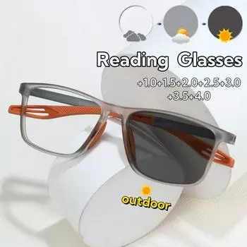 Фотохромные солнцезащитные очки для женщин и мужчин от пресбиопии, модные очки для дальнего зрения с защитой от синего света, очки для чтения по рецепту TR90 1.0