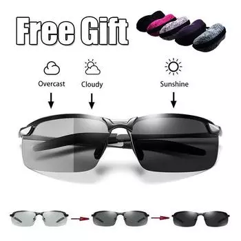 Фотохромные солнцезащитные очки мужские поляризационные для вождения солнцезащитные очки-хамелеоны дневные очки ночного видения для водителя 01 Black Chameleon