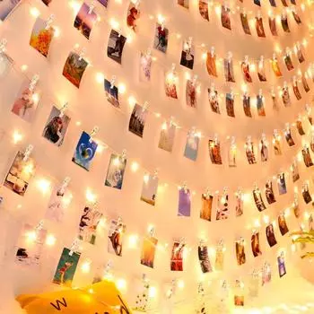 Фотоклип Световой баннер Свадебное украшение День рождения Декор для вечеринки Дети Девочка Мальчик Baby Shower Рождественское украшение Гирлянда