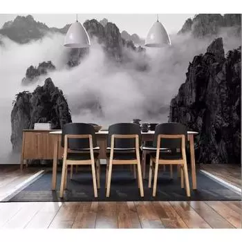 Фотообои 3d Фон Настенная роспись Черно-белые облака Горный пейзаж Гостиная Спальня Роспись 200 cm(W) x 140 cm(H)