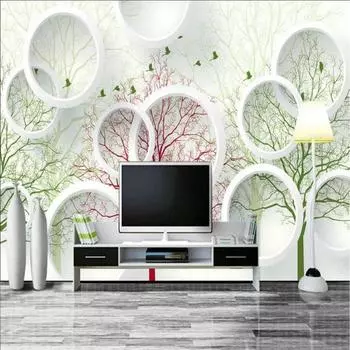 Фотообои 3d круглые абстрактные обои с деревом, настенные обои для гостиной, спальни, ТВ, фон, настенные обои 200 cm(W) x 140 cm(H)