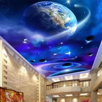 Фотообои 3d Mural Вселенная Звездная Земля Гостиная Диван Пол Зенит Обои 200 cm(W) x 140 cm(H)