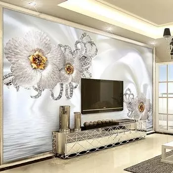 Фотообои Гостиная Спальня ТВ Фон Обои Домашний Декор Шелковая Ткань Алмазный Цветок Настенная Роспись 200 cm(W) x 140 cm(H)
