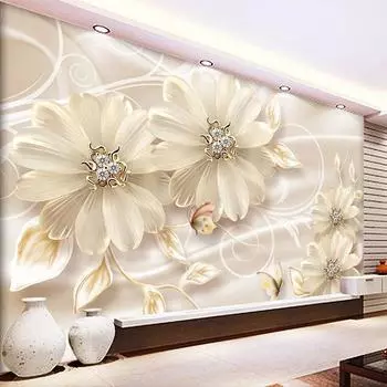 Фотообои на заказ, 3D тисненные европейские роскошные ювелирные изделия, цветы, обои для спальни, гостиной, дивана, фон, стены, домашний декор 200 cm(W) x 140 cm(H)