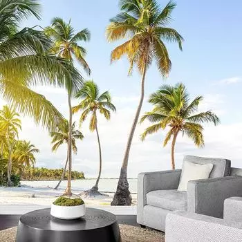 Фотообои «Пляж», «Солнечное небо», «Тропические пальмы», «Пляж», фотообои для гостиной, спальни, офиса 200 cm(W) x 140 cm(H)