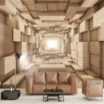 Фотообои Современная Абстрактная Геометрия Пространственное Расширение Фон Настенная Роспись Гостиная Телевизор Кафе Интерьер Декор Фреска 200 cm(W) x 140 cm(H)