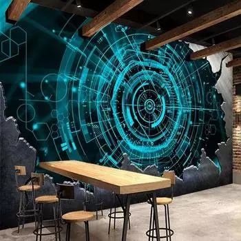 Фотообои Современные 3D Стальные технологии Бар Ресторан Фон Настенные фрески Абстрактное искусство Обои 200 cm(W) x 140 cm(H)