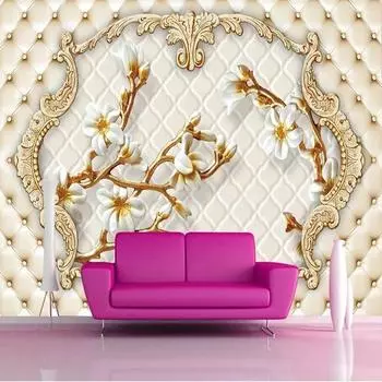 Фотообои в европейском стиле, мягкая сумка, фреска с цветами, гостиная, телевизор, диван, спальня, креативное искусство, домашний декор 200 cm(W) x 140 cm(H)