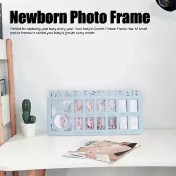 Фоторамка для новорожденных «Мой первый год жизни» 12 маленьких рамок с подставкой, рамка для фотографий младенцев для ежемесячного показа фотографий младенцев розовый