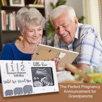 Фоторамка для УЗИ ребенка, деревянная фоторамка для УЗИ с обратным отсчетом недель беременности, трекер-рамка для определения пола ребенка, подарок для беременных женщин серый