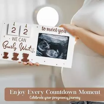 Фоторамка для УЗИ ребенка, простая в использовании деревянная фоторамка для УЗИ с обратным отсчетом недель, подарки для определения пола ребенка белый
