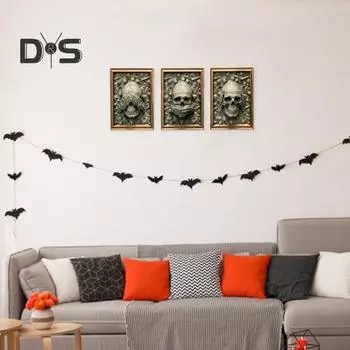 Фоторамка из смолы на Хэллоуин, готическая, с надписью «Не смотри/Слушай/Говори», подвесное украшение в виде черепа для домашнего офиса A