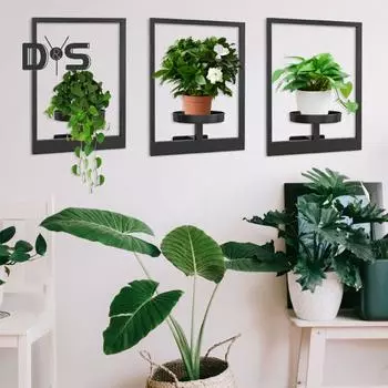 Фоторамка настенный держатель для растений прочная металлическая настенная рамка для растений стенд для домашнего офиса гостиная настенное крепление для цветов полка для растений стойка чёрный