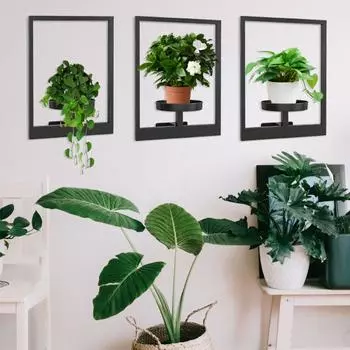 Фоторамка настенный держатель для растений прочная металлическая настенная рамка для растений стенд для домашнего офиса гостиная настенное крепление для цветов полка для растений стойка чёрный