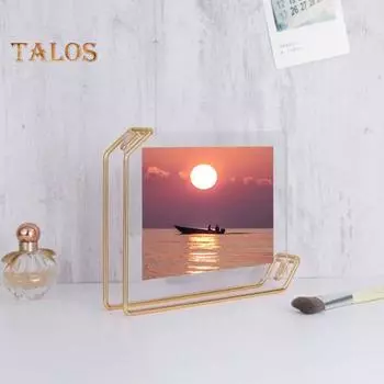 Фоторамка с геометрическим рисунком для хранения фотографий, сверхмощная красивая настольная металлическая рамка для фотографий, товары для дома S розового золота