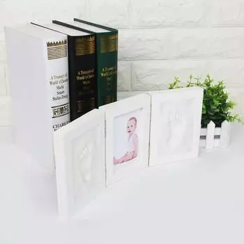 Фоторамка с отпечатками ручек и ножек новорожденного с набором для лепки из глины для мальчиков и девочек Сувениры Игрушки Подарки Товары для малышей Домашний декор