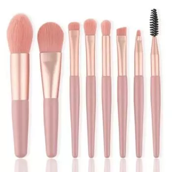 Foundation Brush Mini Makeup Brush Set Portable Soft Fur Beauty Tool 8 Pieces, H3-Pink, None