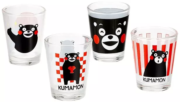 Four Cart Kumamon Shot Glasses of Diameter 48 x Height 60mm (Set 4)