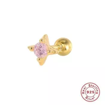 Four-Claw Crystal Gemstone Puncture Mix And Match Earrings Cartilage Puncture Four-Pointed Star Earbone Nail