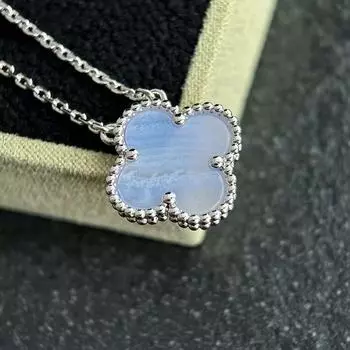 Four-leaf Clover Purple Chalcedony Necklace High-end Sense Clavicle Light Luxury High-end Fashion Women s Necklace