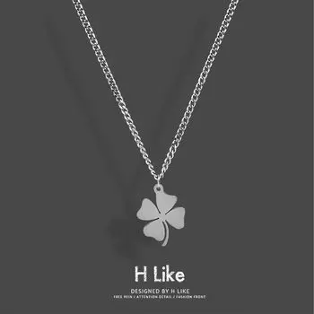 Four Leaf Petals Necklace Pendant Titanium Steel Snake Bone Short Sweater Chain Men s and Women s Elegant Style Accessories Fashion O chain 55cm titanium steel four leaf petals
