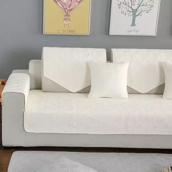 Four Season All Cotton Color Stripes Sofa Cushion Double-Sided Pure Cotton Minimalist Fabric Sofa Cushion Towel Universal Machine Washable Embroider Gingham beige 45*45cm pillow case