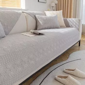 Four Season All Cotton Non-Slip Universal Modern Cushion Fabric Everything goes well, gray 50*30cm pillow case
