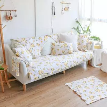 Four Season Universal Cotton Sofa Towel Floral Slipcover L Shape Sofa Cover Living Room Couch Non-slip Soft Pillowcase Chair Mat 50x70 s