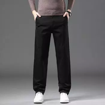 Четырехсезонный носимый новый стиль без выцветания чисто-черный осенне-зимний свободный деним мужские деловые прямые повседневные эластичные брюки длинные брюки 29 темно-синий