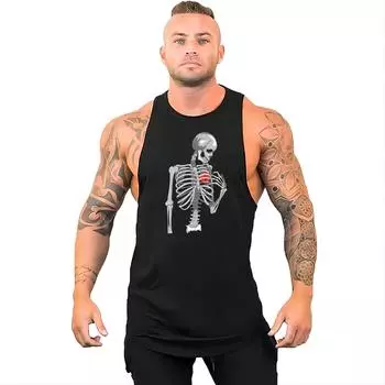 Four Seasons 2023 2D Рождественский винтажный забавный мужской спортивный жилет с принтом черепа, топы для спортзала, мужские черные топы в стиле хип-хоп, жилет XXXL белый