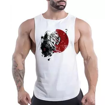 Four Seasons 2023 Новинка уличной мужской модной уличной одежды в стиле хип-хоп, дышащий жилет для спортзала, спортивный жилет с 2d аниме-принтом, топы L белый