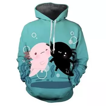 Four Seasons 3D Cute Animal Salamander Graphic Print Мужская толстовка с капюшоном для женщин и детей Стильная мода Веселый уличный свободный джемпер S