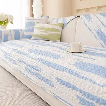 Four Seasons American Black White Striped Sofa Mat Luxury Sofas Towel Pillowcase Anti Slip Wear-resistant Pure Cotton Sofa Cover 70x70cm 1pcs