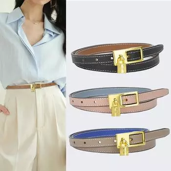 Four Seasons Available New Belt Women S Fashion Cowhide Belt Lock Head Needle Buckle Free Adjustable Pants Bag Versatile Thin Belt 105cm