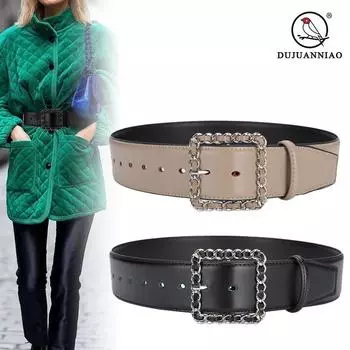 Four Seasons Available New Leather Waist Cover Women S Fashion Cowhide Belt Decorative Coat Windcoat Coat Wide Belt 105cm