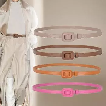 Four Seasons Available New Thin Belt Simple Retro Two Layer Cowhide Xiaoxi Decorative Thin Belt Women S Fashion Versatile Waist Accessory 105cm