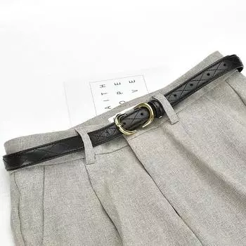Four Seasons Available New Women S Slim Waist Belt With Diamond Grid Cowhide Belt Decoration, Versatile Casual Pants Belt For External Use 95cm