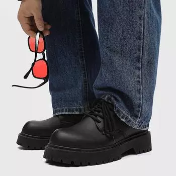 Four Seasons Combination Men s Japanese Versatile Live Small Leather Shoes Fashion Retro Martin Boots Platform Big Head Outdoor Shoes 39