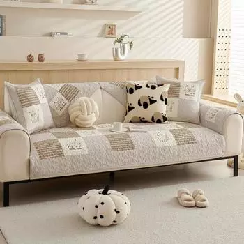 Four Seasons Cotton Non-slip Sofa Cushion Pure Cotton Fresh Cartoon Style Cushion Universal Leather Sofa Towel Cover Cover Cloth 70*70cm