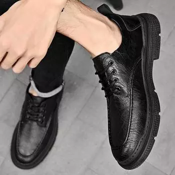 Four seasons fashion casual leather shoes trend low-top lace-up tooling shoes Korean version sports retro men s shoes A22092 38