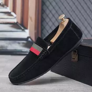 Four Seasons Frosted Anti-Velvet Leather One Pedal Soft Sole Suede Lazy British Style High-end Shoes Doudou Мужские повседневные туфли-перчатки 39