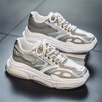 Four Seasons Live Men s Casual Running Shoes Platform Mesh Leather Student Shoes Daddy Shoes Tooling Sneakers Men s 39 хаки