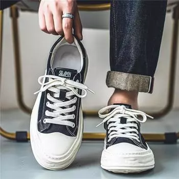 Four seasons live stream niche canvas shoes low-top breathable board shoes retro Douyin Kuaishou trendy men catwalk tooling shoes men 39