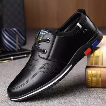 Four Seasons Men s Business Casual Hollow Shoes Lace-Up Men s Shoes British Trend Korean Edition Trend Leather Shoes 38 чёрный