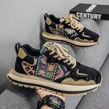 Four Seasons Men s Casual Sneakers Tide Teen Student Versatile Dad Shoes Live Low Top Platform Men s Shoes 39 бежевый