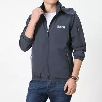 Куртка для активного отдыха на открытом воздухе Four Seasons для мужчин среднего и молодого возраста с капюшоном, ветрозащитная, свободная, японская и корейская, повседневная, с несколькими сумками M серый