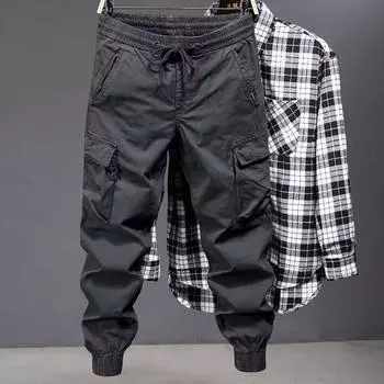 Four Seasons Men s Multi-Pocket Military Overalls: Fashionable Outdoor Mountaineering Casual Pants 4XL зелёный