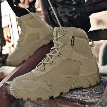 Four Seasons Men s New Combat Boots Casual High-top Platform Martin Boots Outdoor Lace-up Non-slip Mountaineering Boots 39